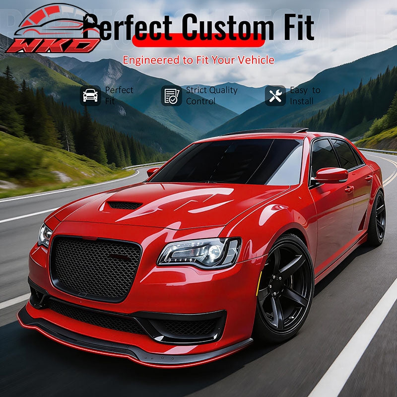 Fits 15-23 Chrysler 300 SRT IKON PP Front Bumper Lip Spoiler Carbon Fiber Print