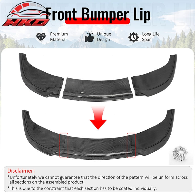 Fits 15-23 Chrysler 300 SRT IKON PP Front Bumper Lip Spoiler Carbon Fiber Print