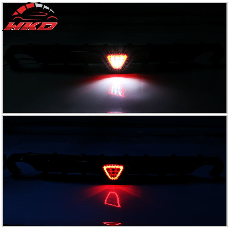 Fits 12-14 Chrysler 300 SRT Shark Fin Style Rear Bumper Diffuser W/Red LED Light