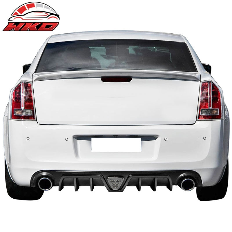 Fits 12-14 Chrysler 300 SRT Shark Fin Rear Diffuser Lip with Smoke LED Light