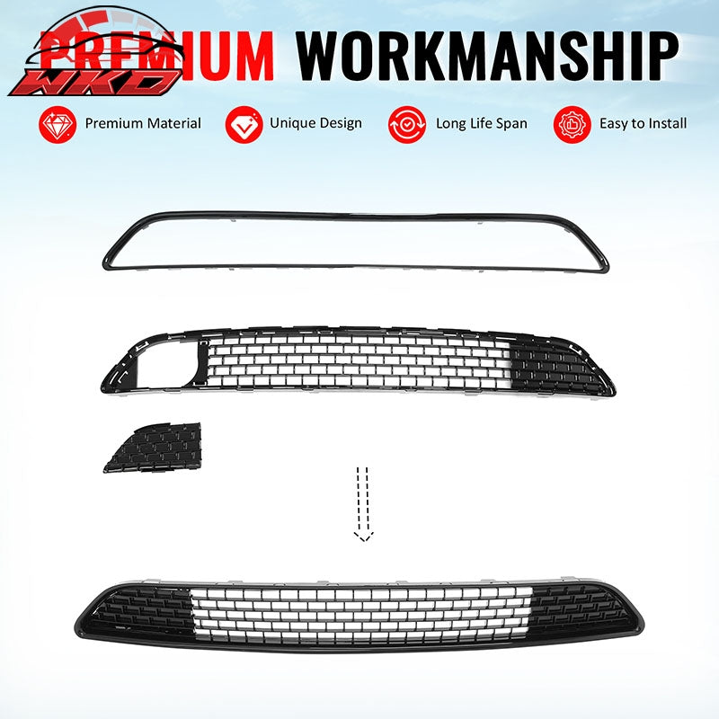 Fits 11-14 Chrysler 300 SRT8 Bumper Lower Grille Gloss Black ABS - SRT8 Style