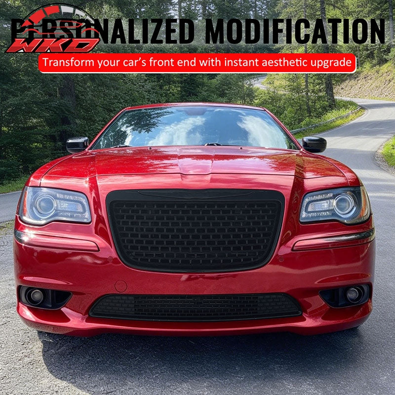Fits 11-14 Chrysler 300 SRT8 Bumper Lower Grille Gloss Black ABS - SRT8 Style