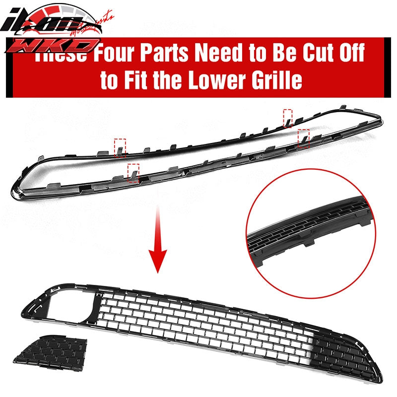 Fits 11-14 Chrysler 300 SRT8 Bumper Lower Grille Gloss Black ABS - SRT8 Style