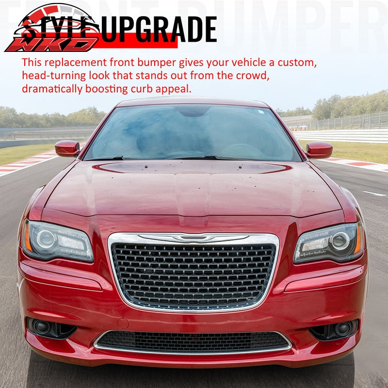 Fits 11-14 Chrysler 300 SRT8 Chrome& Gloss Black Front Grilles w/ Fog Lights