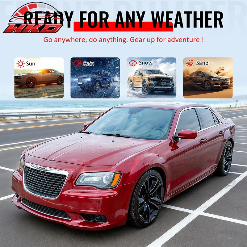 Fits 11-14 Chrysler 300 SRT8 Chrome& Gloss Black Front Grilles w/ Fog Lights