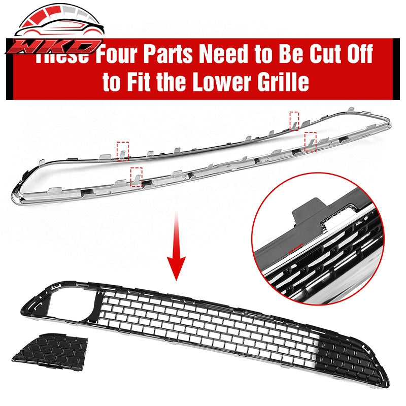 Fits 11-14 Chrysler 300 SRT8 Chrome& Gloss Black Front Grilles w/ Fog Lights