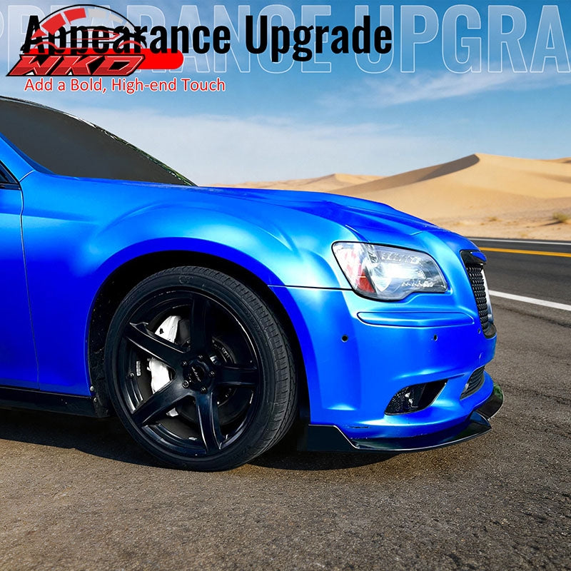 Fits 12-14 Chrysler 300 SRT8 3PCS Front Bumper Lip Lower Spoiler Matte Black PP
