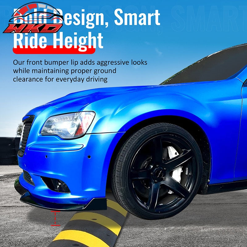 Fits 12-14 Chrysler 300 SRT8 3PCS Front Bumper Lip Lower Spoiler Matte Black PP