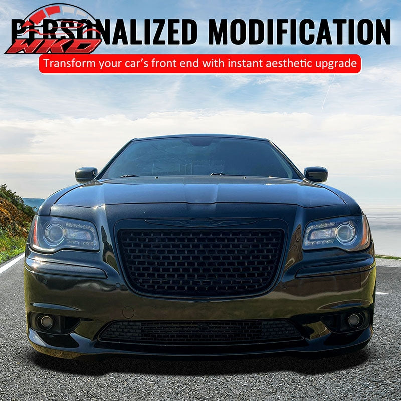 Fits 11-14 Chrysler 300 SRT8 Style Front Bumper Upper Grille Gloss Black ABS