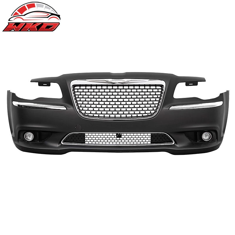 Fits 11-14 Chrysler 300 SRT8 Style Front Bumper w/ Chrome& Gloss Black Grille
