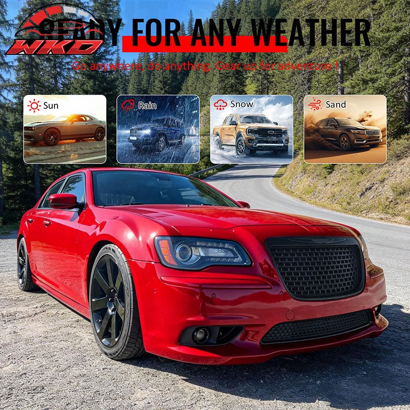 For 11-14 Chrysler 300 SRT8 Style Front Bumper w/ Gloss Black Grilles Fog Lights