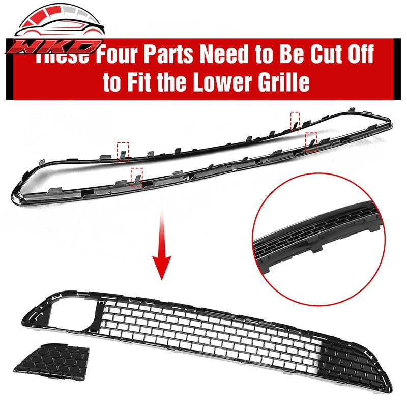 For 11-14 Chrysler 300 SRT8 Style Front Bumper w/ Gloss Black Grilles Fog Lights