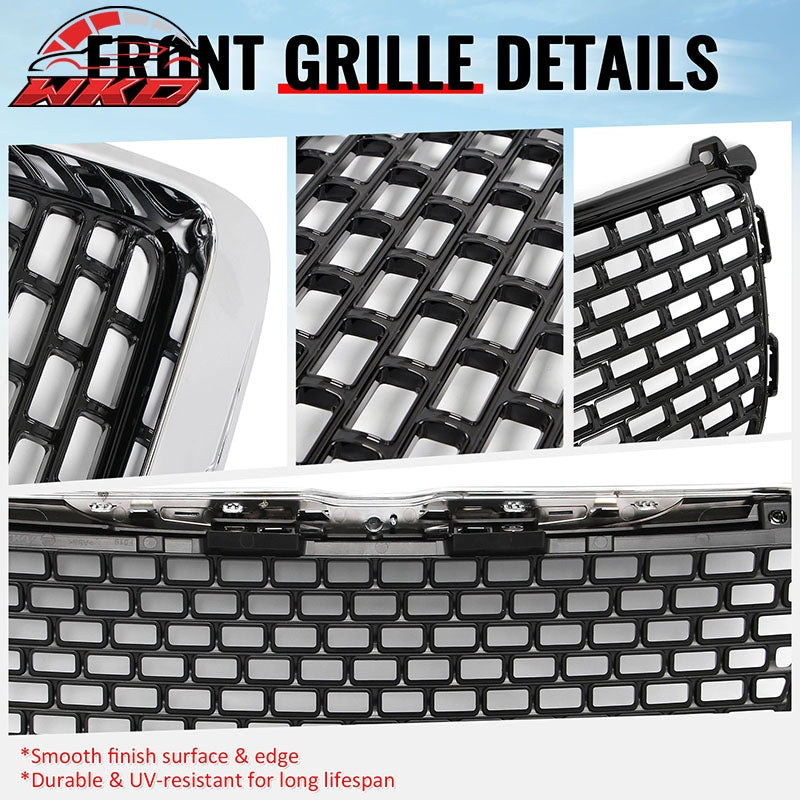Fits 11-14 Chrysler 300 SRT8 Style Front Upper Grille Chrome& Gloss Black ABS