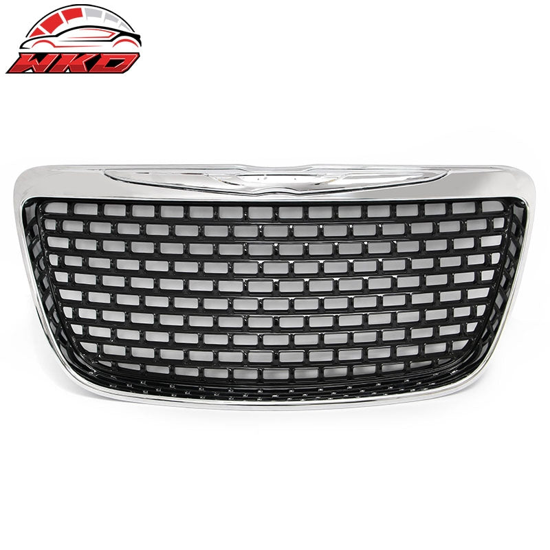 Fits 11-14 Chrysler 300 SRT8 Style Front Upper Grille Chrome& Gloss Black ABS