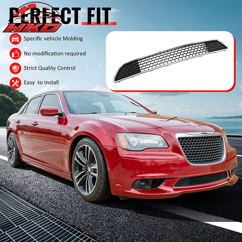 Fits 11-14 Chrysler 300 SRT8 Lower Grille Chrome& Gloss Black ABS - SRT8 Style