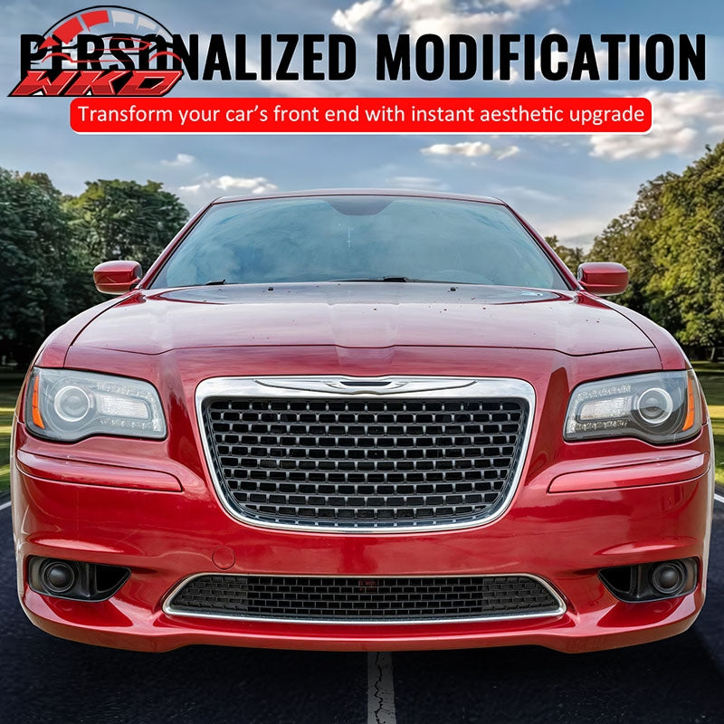Fits 11-14 Chrysler 300 SRT8 Lower Grille Chrome& Gloss Black ABS - SRT8 Style