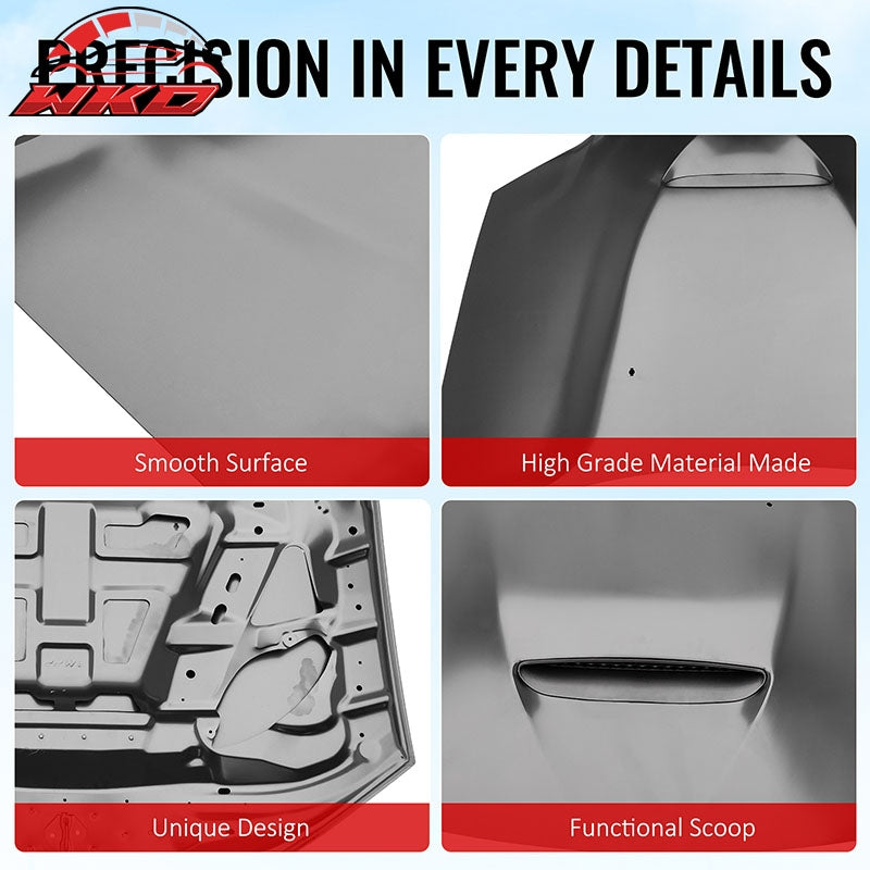 Fits 11-23 Chrysler 300 Sedan SRT Style Cowl Vented Extractor Front Bumper Hood