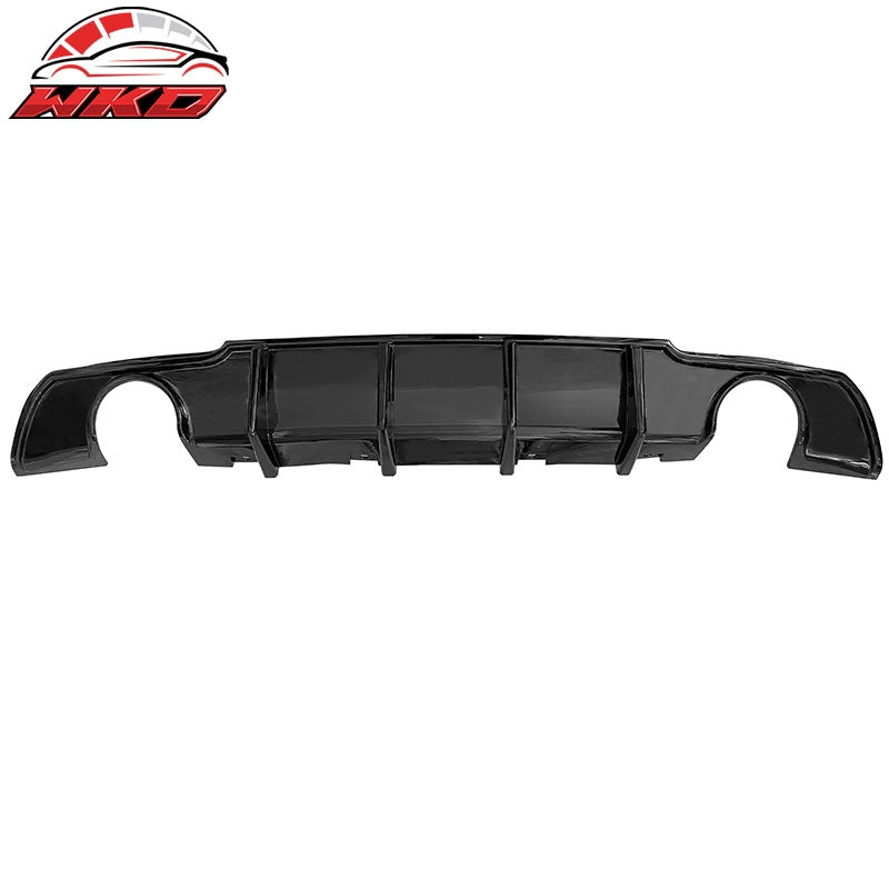 Fits 15-23 Chrysler 300 Gloss Black 4 Shark Fin Rear Bumper Lip Diffuser PP