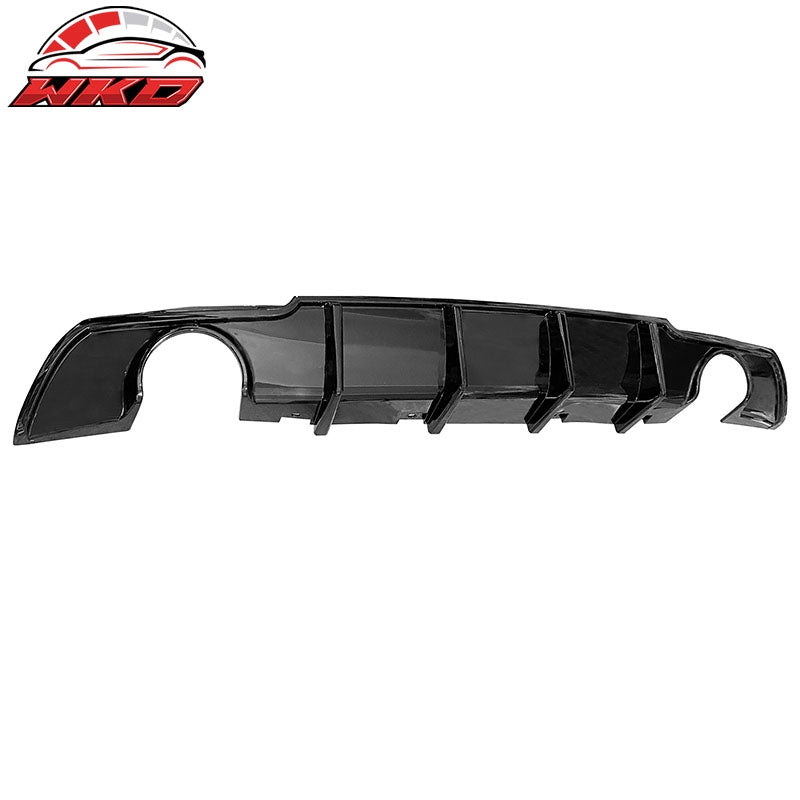 Fits 15-23 Chrysler 300 Gloss Black 4 Shark Fin Rear Bumper Lip Diffuser PP