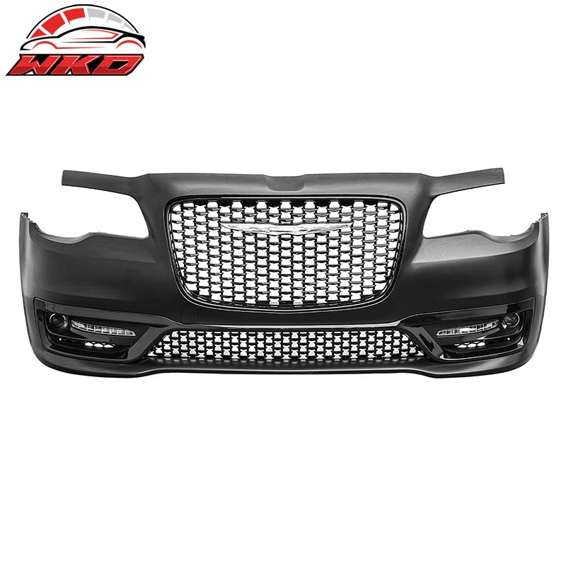 For 15-23 Chrysler 300 Sport Style Front Bumper Cover w/ Fog Lights Gloss Grille