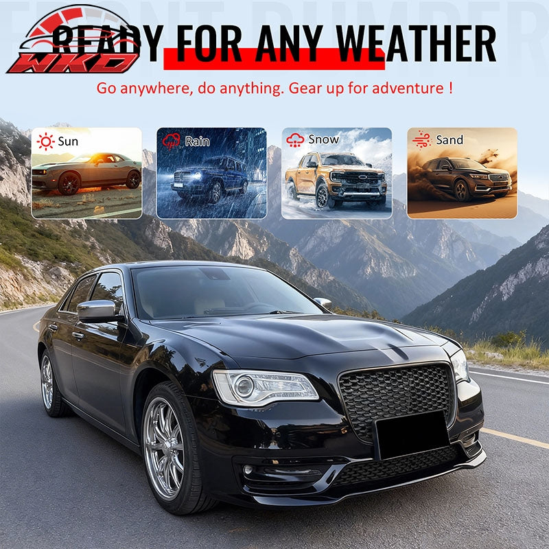 For 15-23 Chrysler 300 Sport Style Front Bumper Cover w/ Fog Lights Matte Grille