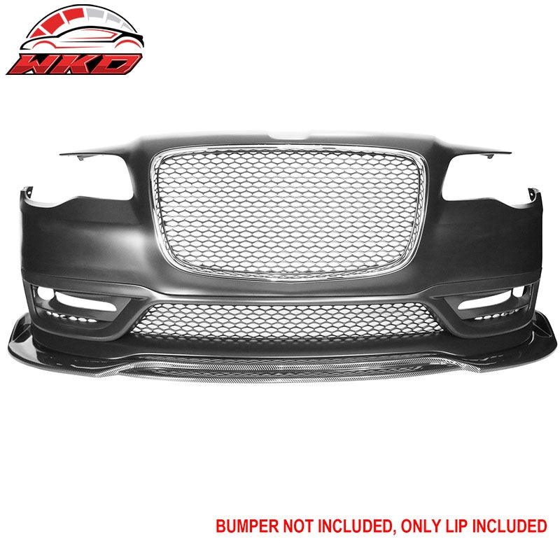 Fits 15-23 Chrysler 300 V2 Style Front Bumper Lip Spoiler PP Carbon Fiber Print