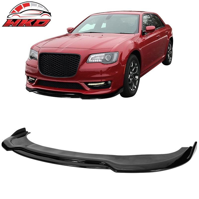 Fits 15-23 Chrysler 300 V2 Style Gloss Black Front Bumper Lip Spoiler PP