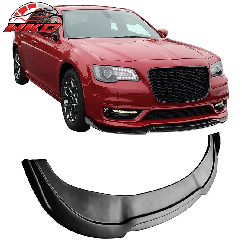 Fits 15-23 Chrysler 300 V2 Style Front Bumper Lip Spoiler Support PP Matte Black