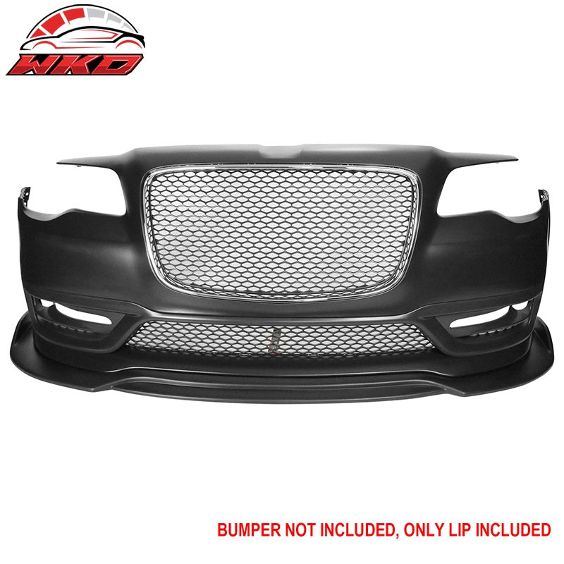 Fits 15-23 Chrysler 300 V2 Style Front Bumper Lip Spoiler Support PP Matte Black