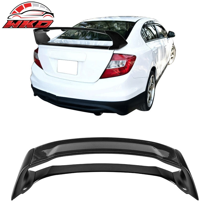 Fits 12-15 Honda Civic 9th 4DR Mugen Style Rear Trunk Spoiler Carbon Fiber 4PC