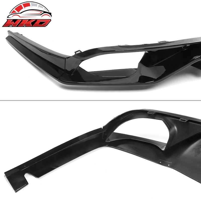 Fits 22-26 Civic EX/Touring/SI Gloss Black Rear Bumper Lip W/ Quad Exhaust Tips