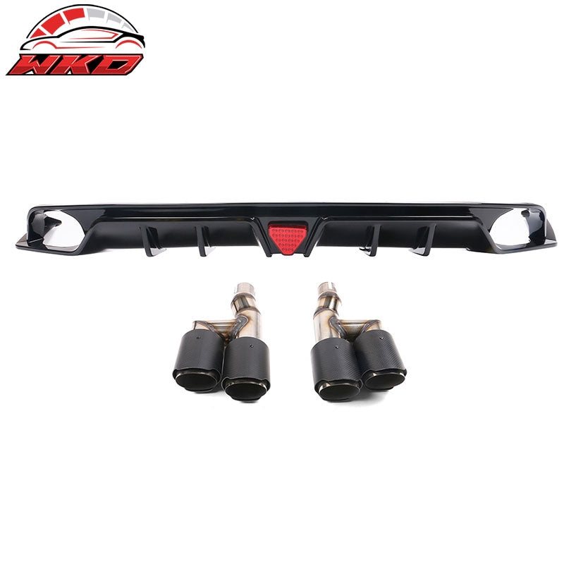 Fits 22-26 Civic EX/Touring/SI Gloss Black Rear Bumper Lip W/ Quad Exhaust Tips