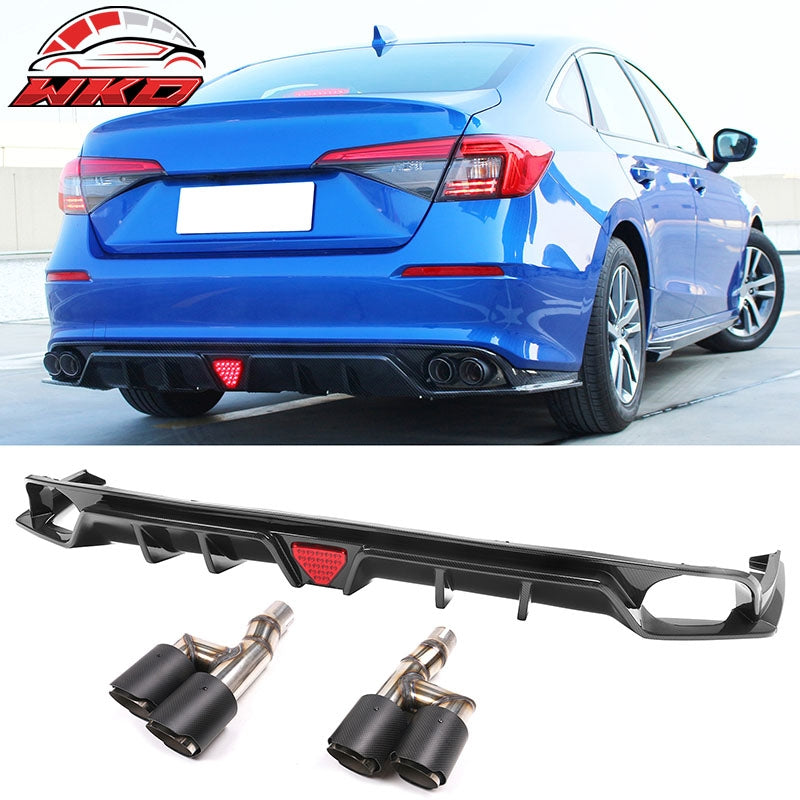 Wholesale 22-26 Civic EX/Touring/Si Carbon Fiber Print Rear Bumper Lip W/Exhaust Tips