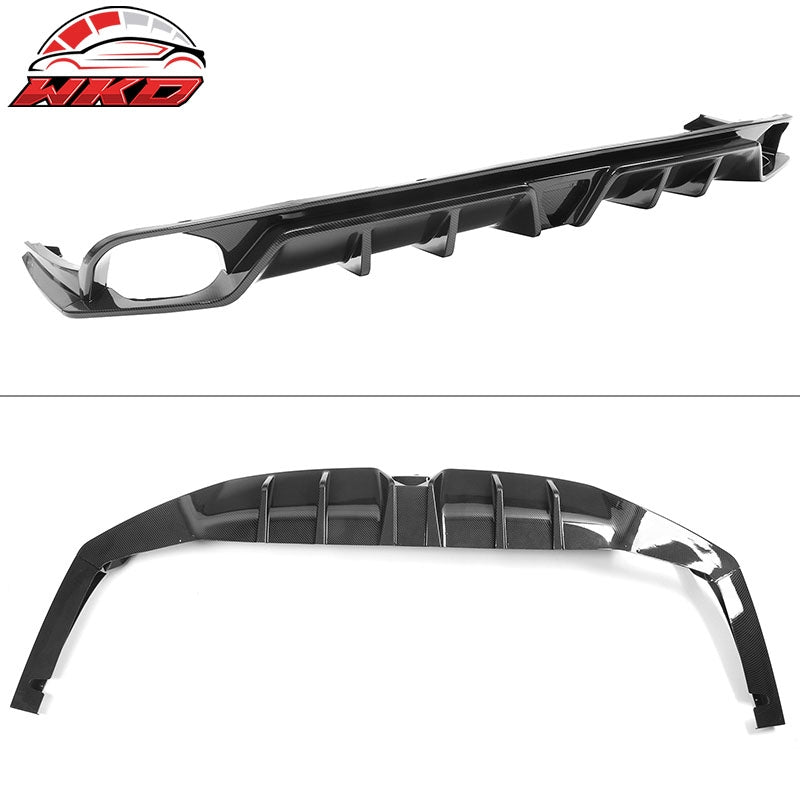 Fits 22-26 Civic EX/Touring/Si Carbon Fiber Print Rear Bumper Lip W/Exhaust Tips