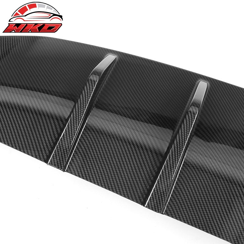 Fits 22-26 Civic EX/Touring/Si Carbon Fiber Print Rear Bumper Lip W/Exhaust Tips