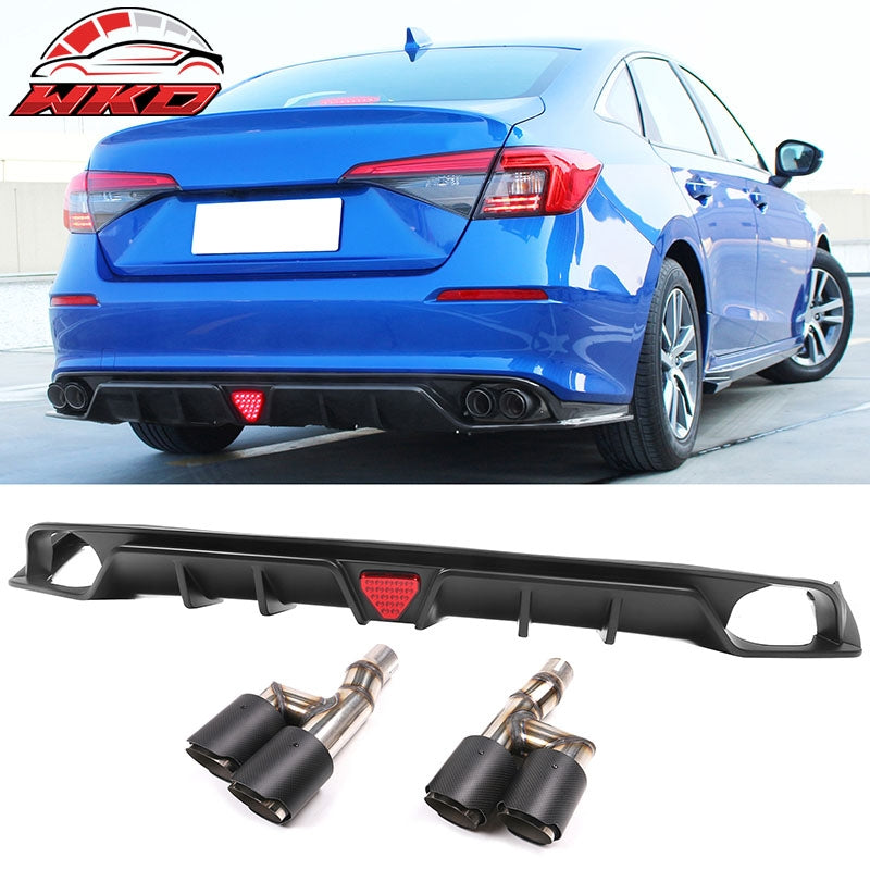 Wholesale 22-26 Civic EX/Touring/Si Matte Black Rear Bumper Lip W/Quad Exhaust Tip PP