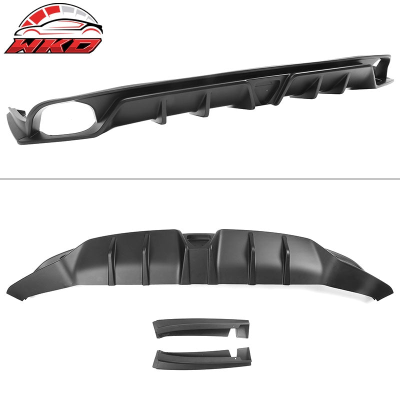 Fits 22-26 Civic EX/Touring/Si Matte Black Rear Bumper Lip W/Quad Exhaust Tip PP