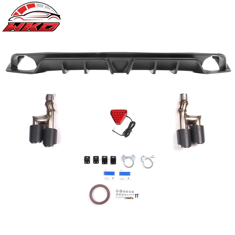 Fits 22-26 Civic EX/Touring/Si Matte Black Rear Bumper Lip W/Quad Exhaust Tip PP