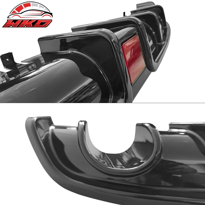 For 22-26 Civic EX/Touring/Si Sedan 3PC Rear Diffuser W/LED+Dual Tip Gloss Black