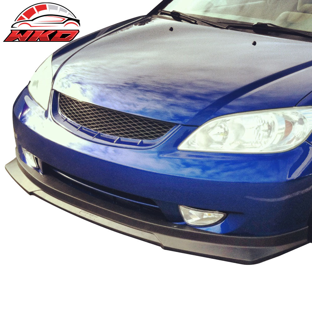 Fits 04-05 Civic HC1 Front Bumper Lip Spoiler Matte Black PP Carbon Texture