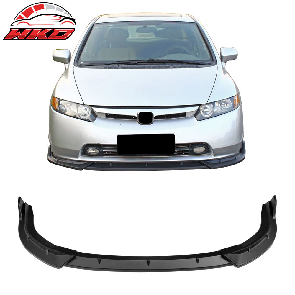 Fits 06-08 Honda Civic Sedan IKON Style Matte Black Front Bumper Lip Spoiler 3PC