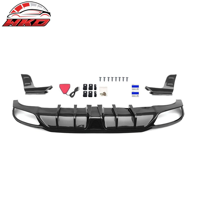 Fits 22-24 Civic Hatchback Carbon Fiber Print Rear Diffuser W/ Corner Spats PP