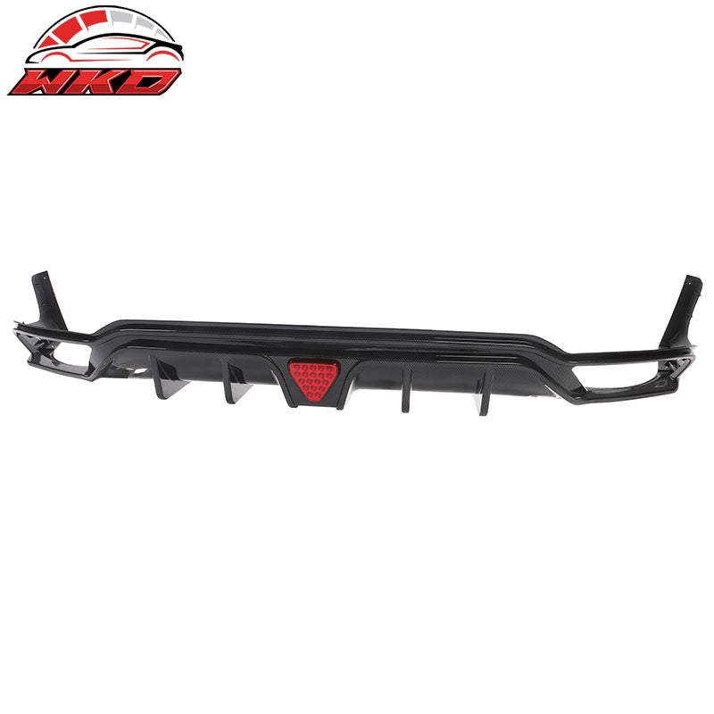 Fits 22-24 Civic Hatchback Carbon Fiber Print Rear Diffuser W/ Corner Spats PP