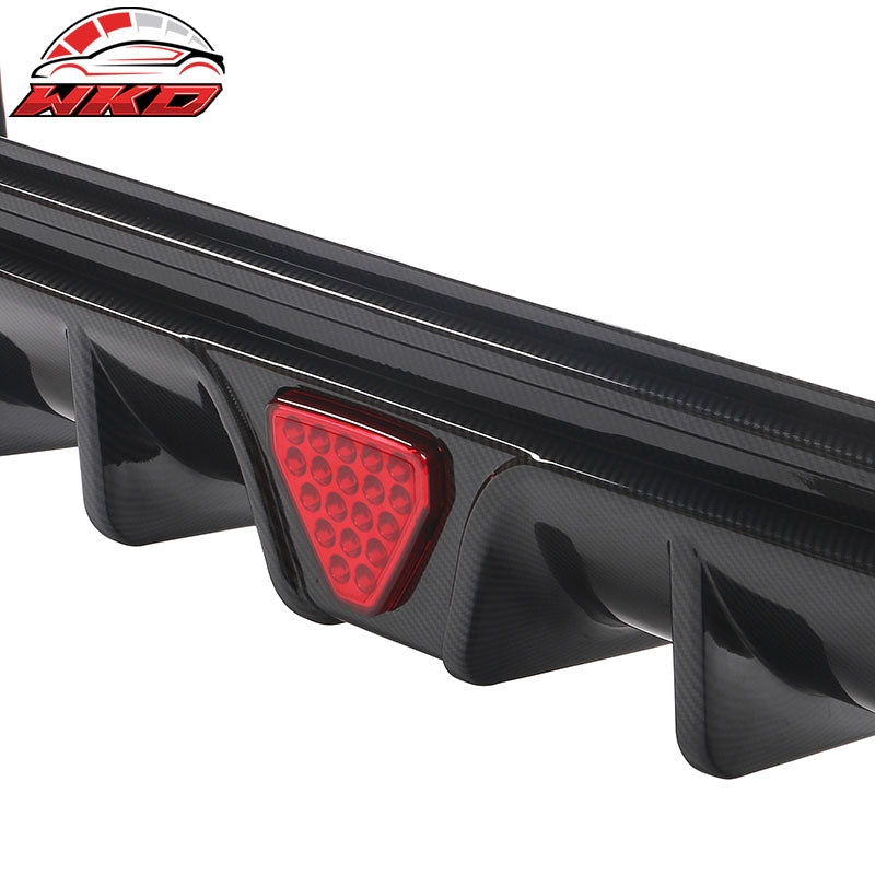 Fits 22-24 Civic Hatchback Carbon Fiber Print Rear Diffuser W/ Corner Spats PP