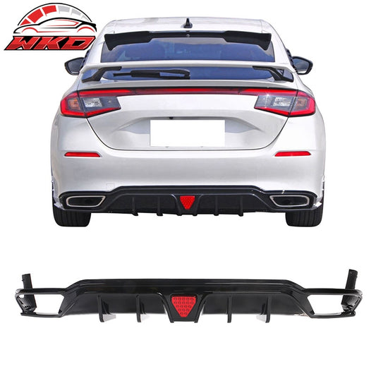 Wholesale 22-24 Civic Hatchback Gloss Black Rear Bumper Diffuser W/ Corner Spats PP