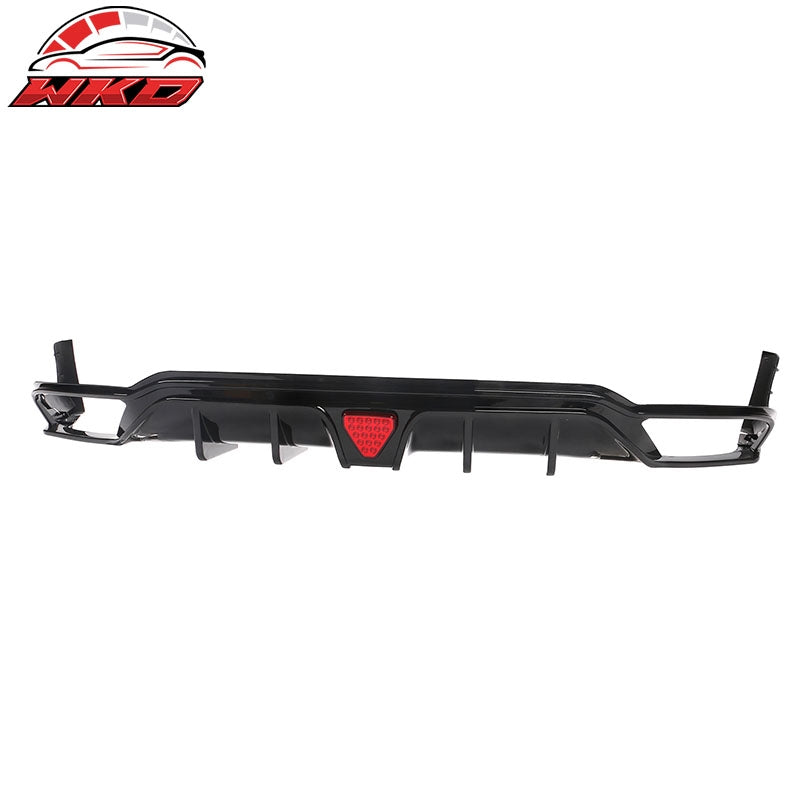 Fits 22-24 Civic Hatchback Gloss Black Rear Bumper Diffuser W/ Corner Spats PP
