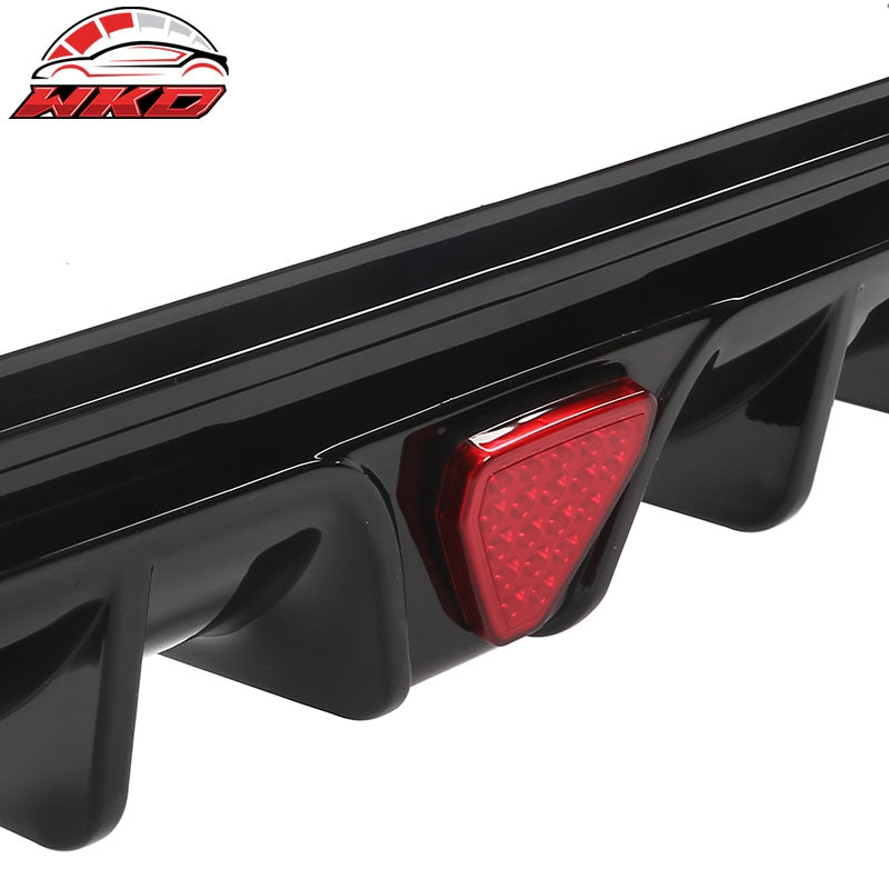 Fits 22-24 Civic Hatchback Gloss Black Rear Bumper Diffuser W/ Corner Spats PP