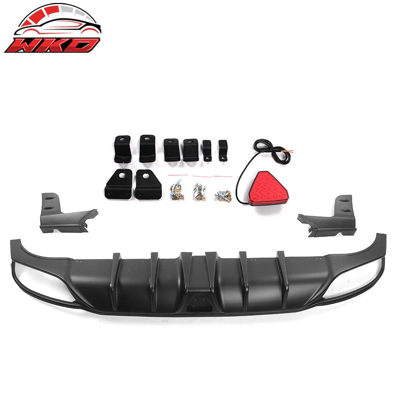 Fits 22-24 Civic Hatchback Matte Black Rear Bumper Diffuser W/ Corner Spats PP