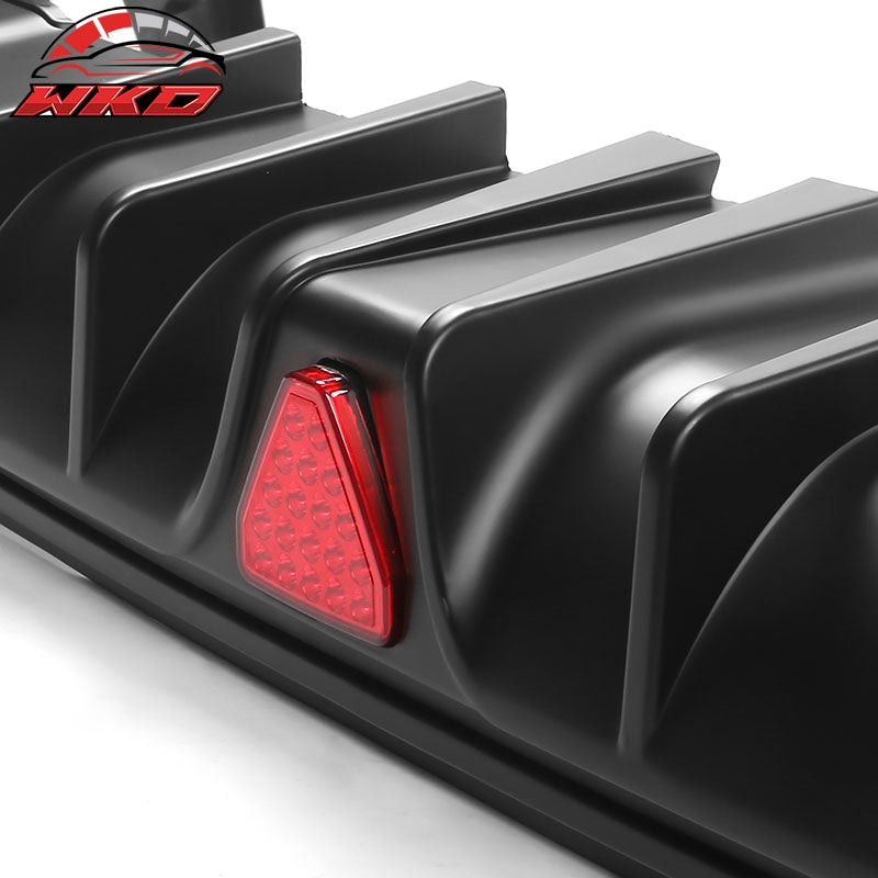 Fits 22-24 Civic Hatchback Matte Black Rear Bumper Diffuser W/ Corner Spats PP