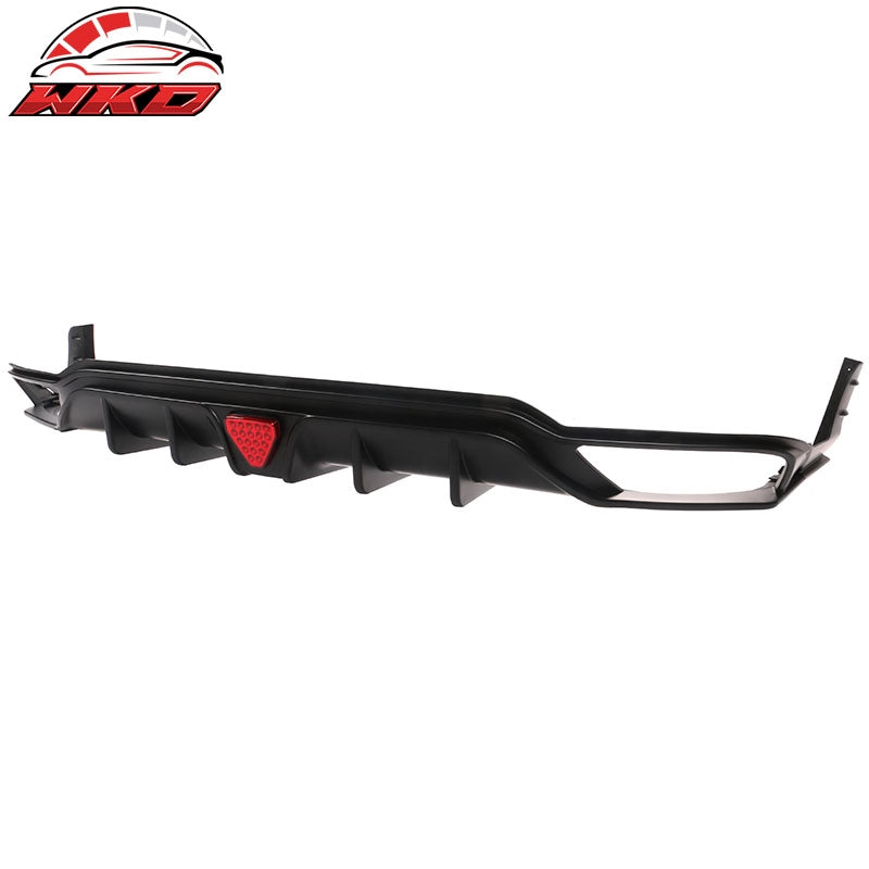Fits 22-24 Civic Hatchback Matte Black Rear Bumper Diffuser W/ Corner Spats PP